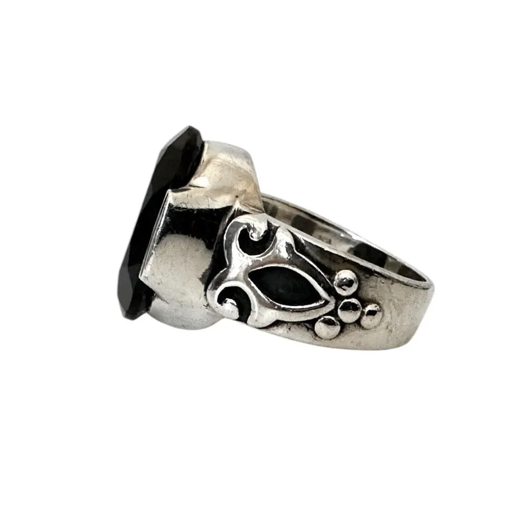 Silpada Retired R1410 Black Chalcedony Onyx Ring Size 6